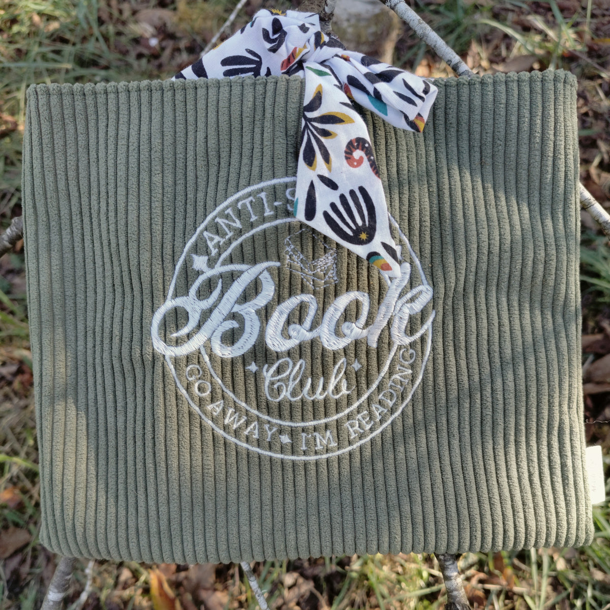 Pochette a livre Broché "Anti Sociable Book Club" Kaki